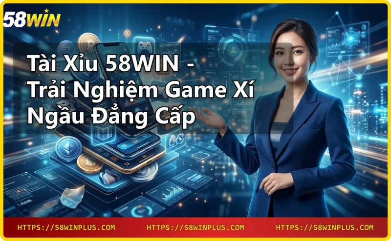 Bàn tài xỉu casino với ba viên xí ngầu thắng, chip vàng và giao diện neon - lợi ích game tài xỉu 58WIN