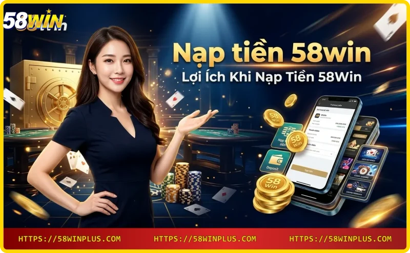 Biểu tượng khiên bảo mật vàng với tiền Việt Nam bay xung quanh, thể hiện lợi ích nạp tiền 58win