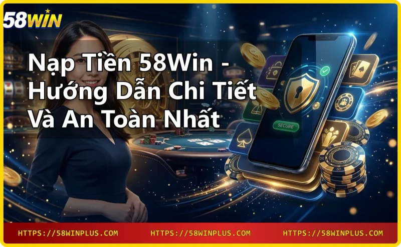 Biểu tượng khiên bảo mật vàng với tiền Việt Nam bay xung quanh, thể hiện lợi ích nạp tiền 58win