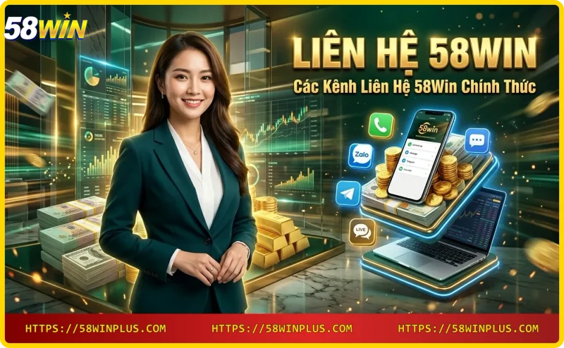 Các kênh liên hệ 58win chính thức: live chat, email, hotline, mạng xã hội