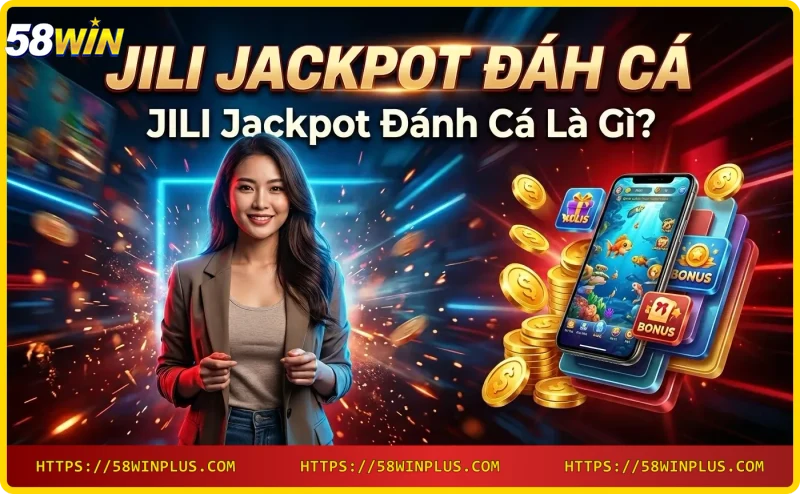 Giao diện game JILI Jackpot Đánh Cá với đồ họa neon và chỉ số jackpot