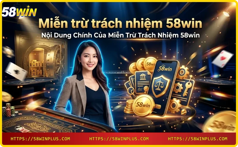 Tài liệu số với biểu tượng khóa vàng, minh họa nội dung chính sách Miễn trừ trách nhiệm 58win