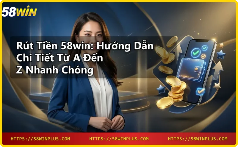 Tổng quan rút tiền 58win với thiết bị công nghệ và biểu tượng bảo mật